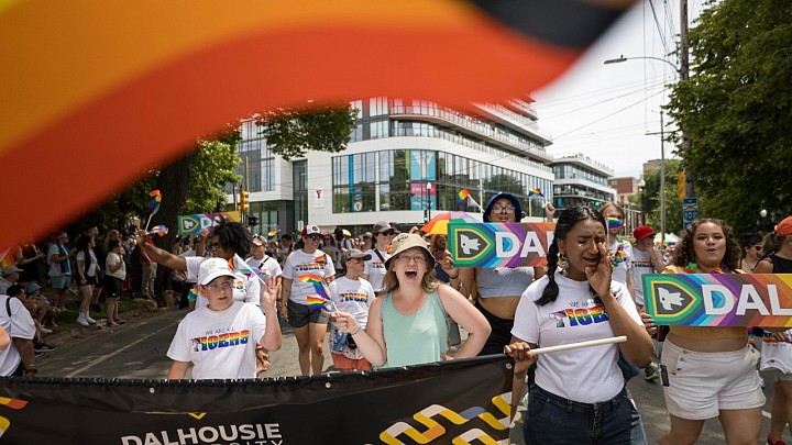 Dalhousie students marching in the Halifax Pride Parade.