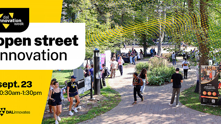 One side of the image gives details regarding the event. The other side of the photo is from last years event and shows people walking ar...